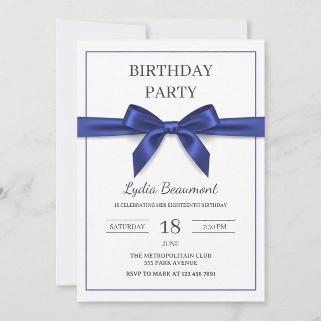 Invitation Carton d'invitation d'anniversaire avec un élégant (Devant)