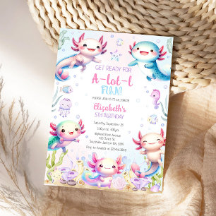 Invitation Carton d'invitation d'anniversaire Axolotl A-Lot-l