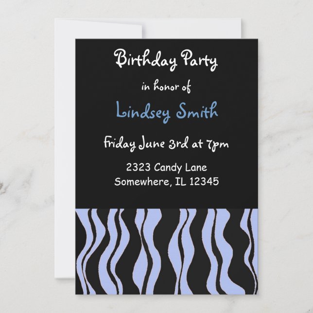 Invitation Carton d'invitation d'anniversaire bleu clair et z (Devant)