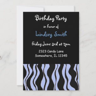 Invitation Carton d'invitation d'anniversaire bleu clair et z