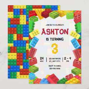 Invitation Carton d'invitation d'anniversaire Blocs de constr