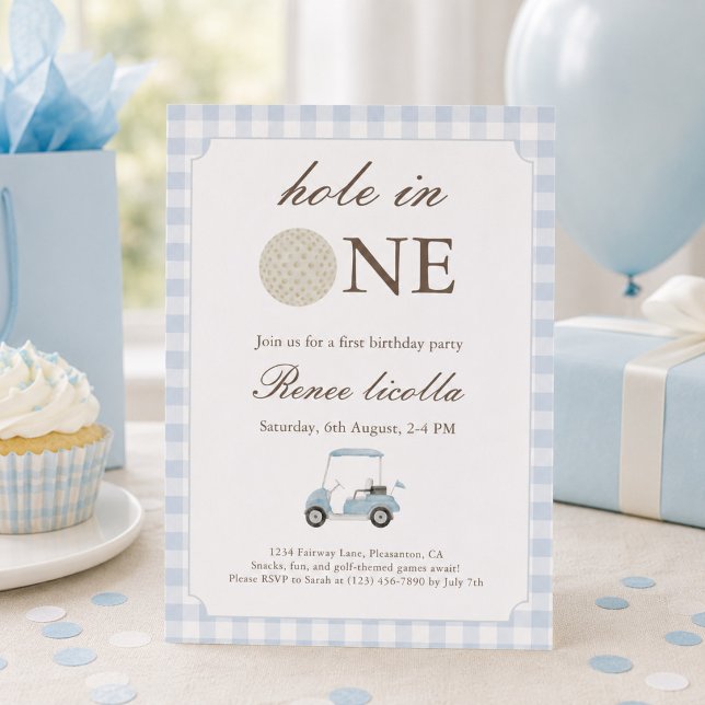 Invitation Carton d'invitation d'anniversaire Blue Hole in On (Créateur téléchargé)