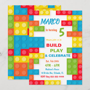 Invitation Carton d'invitation d'anniversaire Brique de const