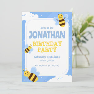 Invitation Carton d'invitation d'anniversaire Bumble Bee, 1er