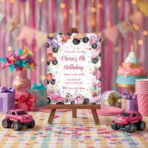 Carton d'invitation d'anniversaire camion monstre 