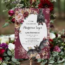 Carton d'invitation d'anniversaire chauve-souris d