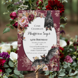 Invitation Carton d'invitation d'anniversaire chauve-souris d