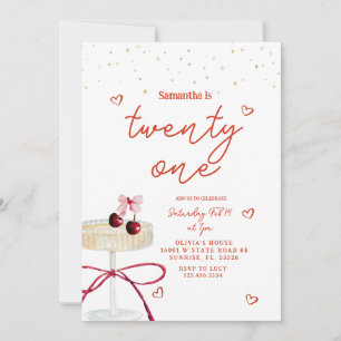 Invitation Carton d'invitation d'anniversaire Cœur de cerise