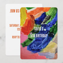 Carton d'invitation d'anniversaire coloré pour enf
