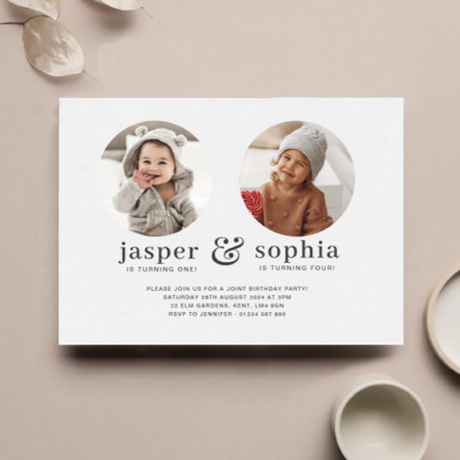 Invitation Carton d'invitation d'anniversaire conjoint à phot (Créateur téléchargé)