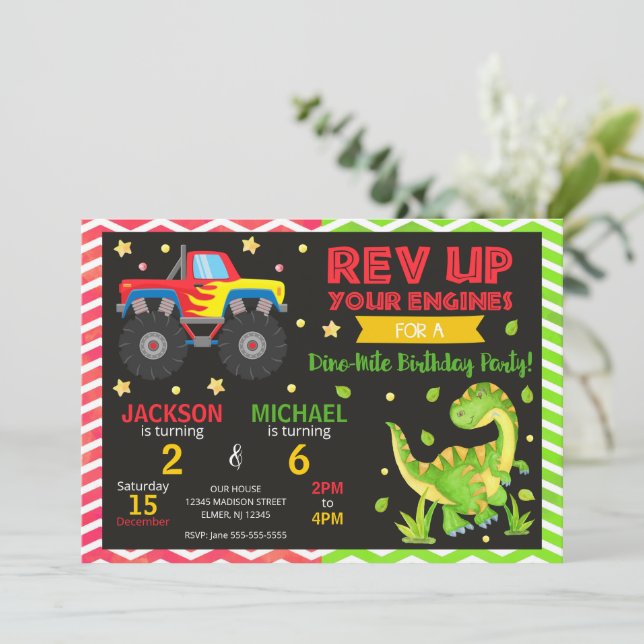 Invitation Carton d'invitation d'anniversaire conjoint camion (Debout devant)