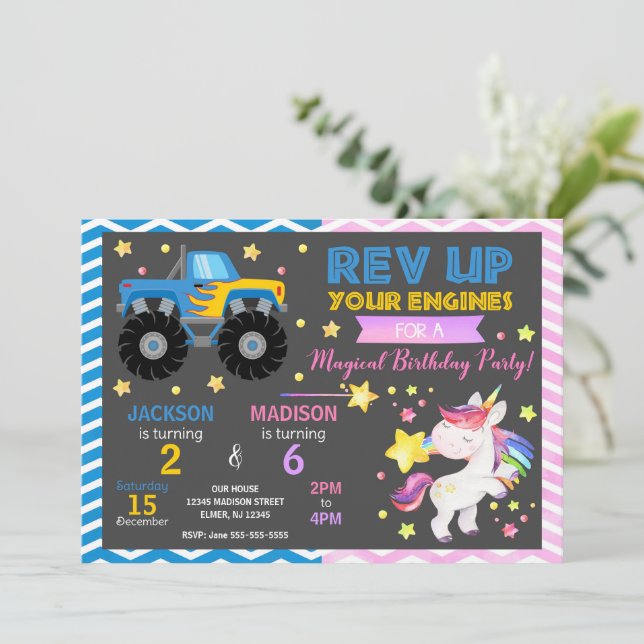 Invitation Carton d'invitation d'anniversaire conjoint camion (Debout devant)