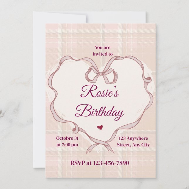 Invitation Carton d'invitation d'anniversaire Coquette à ruba (Devant)