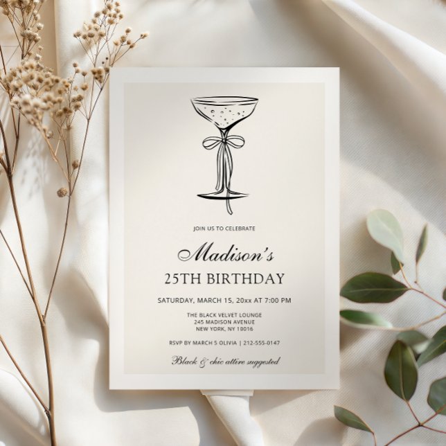 Invitation Carton d'invitation d'anniversaire Coupe à Champag (Créateur téléchargé)