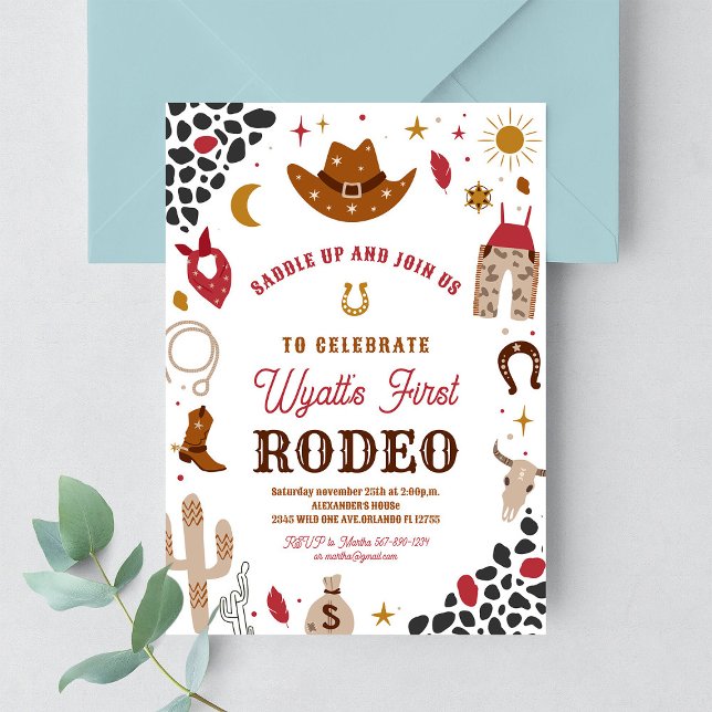 Invitation Carton d'invitation d'anniversaire Cowboy Far West (Créateur téléchargé)