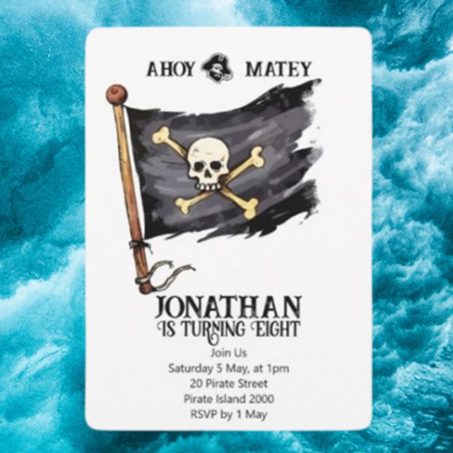 Invitation Carton d'invitation d'anniversaire Crâne de bateau (Celebrate your loved one's special day with our Pirate Ship Skull Birthday Invitation)