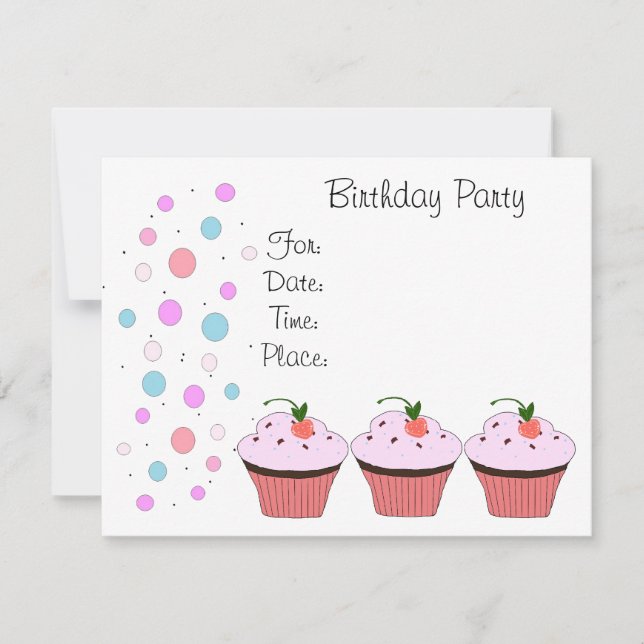 Invitation Carton d'invitation d'anniversaire Cupcake (Devant)