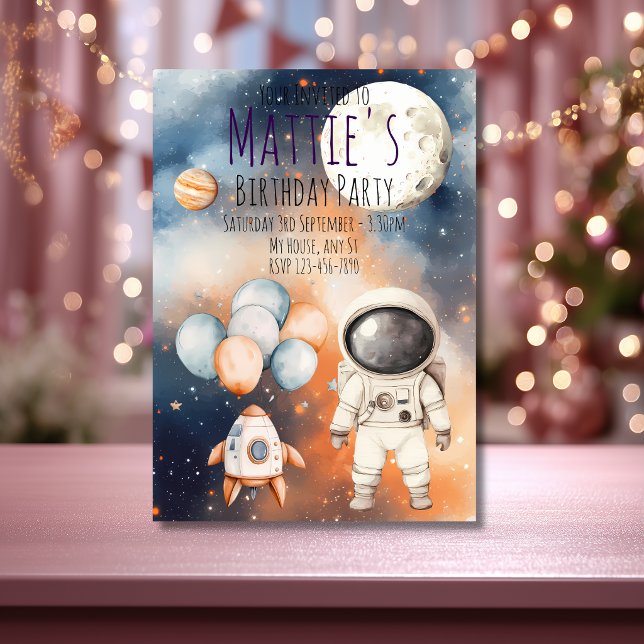 Invitation Carton d'invitation d'anniversaire d'astronaute de (Créateur téléchargé)