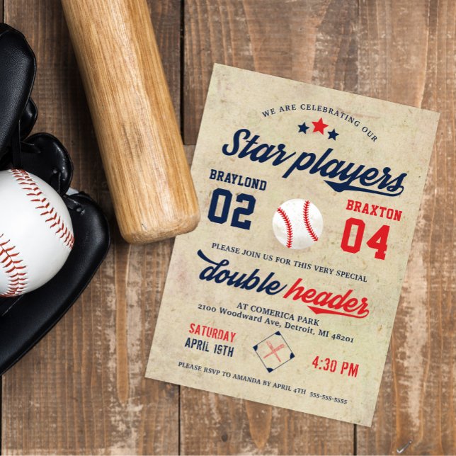 Invitation Carton d'invitation d'anniversaire de baseball pou (Créateur téléchargé)