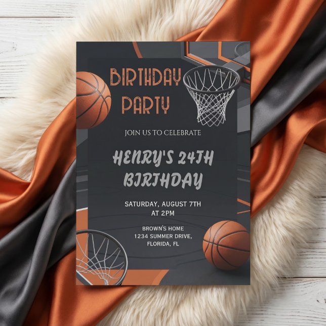 Invitation Carton d'invitation d'anniversaire de basketball d (Créateur téléchargé)