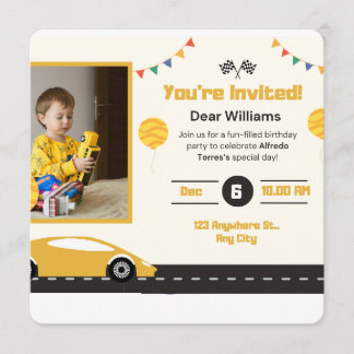 Invitation Carton d'invitation d'anniversaire de course de vo
