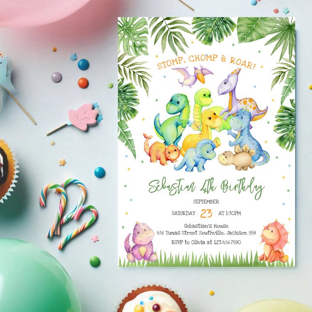 Invitation Carton d'invitation d'anniversaire de dinosaure St (Créateur téléchargé)