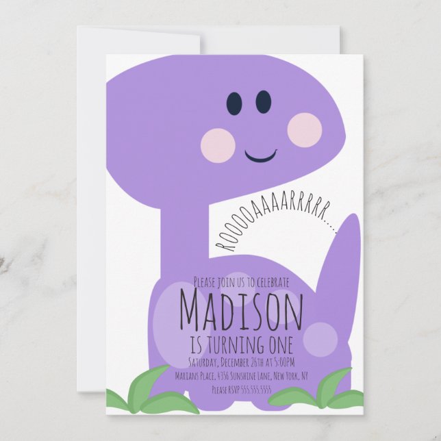 Invitation Carton d'invitation d'anniversaire de dinosaure vi (Devant)