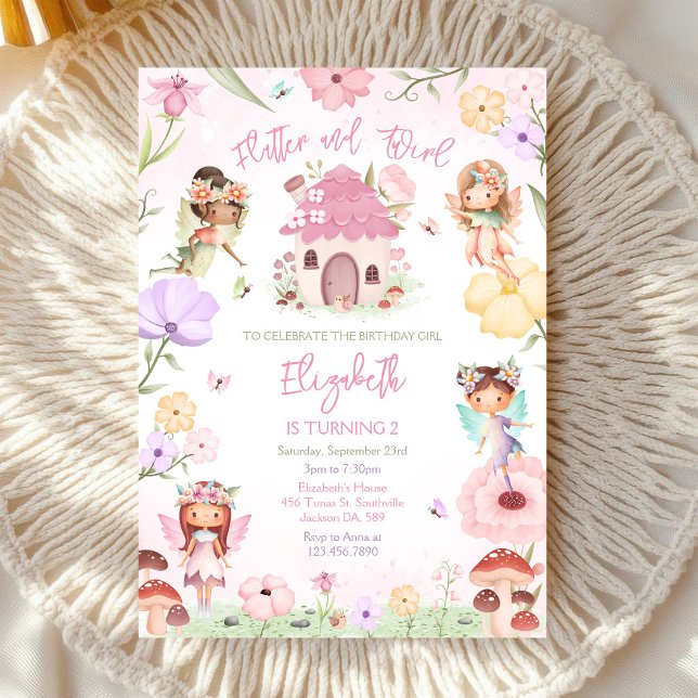 Invitation Carton d'invitation d'anniversaire de fille fée pa (Créateur téléchargé)