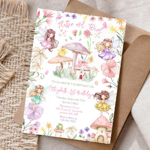 Invitation Carton d'invitation d'anniversaire de fille fée pa