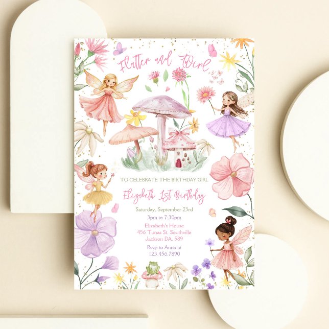 Invitation Carton d'invitation d'anniversaire de fille fée pa (Créateur téléchargé)