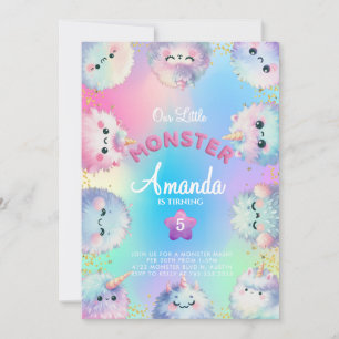 Invitation Carton d'invitation d'anniversaire de fille monstr