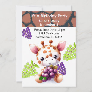 Invitation Carton d'invitation d'anniversaire de girafeau ave