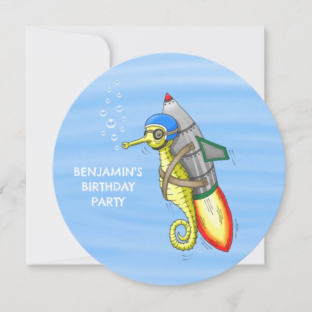 Invitation Carton d'invitation d'anniversaire de hippocampe f (Devant)
