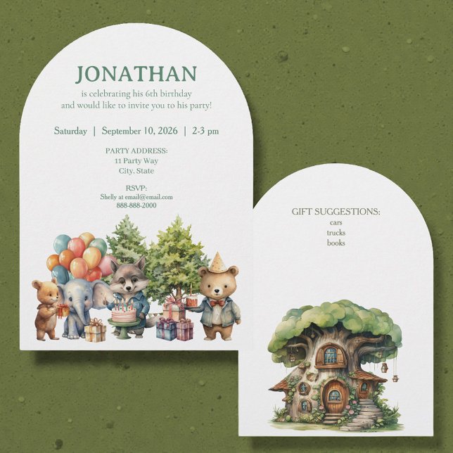 Invitation Carton d'invitation d'anniversaire de la forêt aqu (Créateur téléchargé)