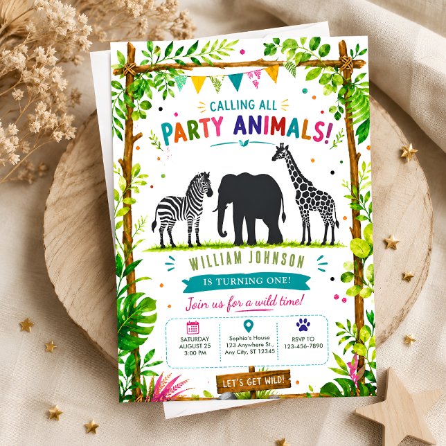 Invitation Carton d'invitation d'anniversaire de la jungle tr (Créateur téléchargé)
