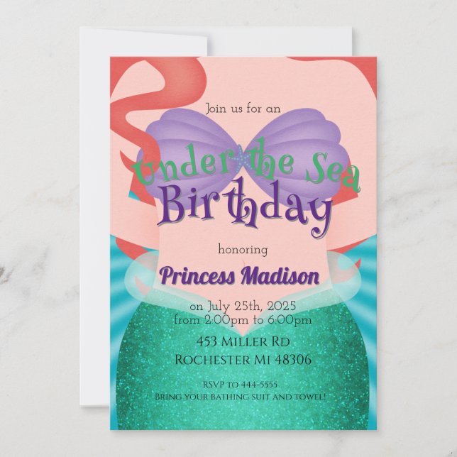 Invitation Carton d'invitation d'anniversaire de la princesse (Devant)