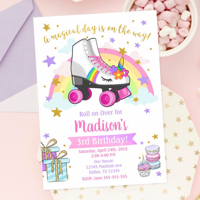 Invitation Carton d'invitation d'anniversaire de patin à roul (Créateur téléchargé)