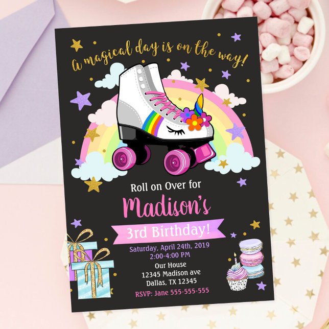 Invitation Carton d'invitation d'anniversaire de patin à roul (Créateur téléchargé)