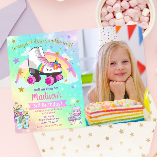 Invitation Carton d'invitation d'anniversaire de patin à roul (Créateur téléchargé)