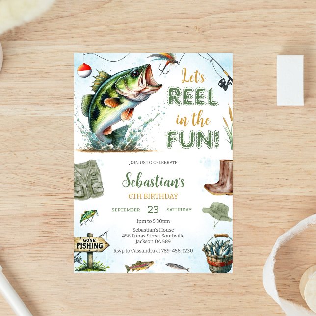 Invitation Carton d'invitation d'anniversaire de pêche amusan (Créateur téléchargé)