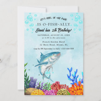 Invitation Carton d'invitation d'anniversaire de pêche drôle