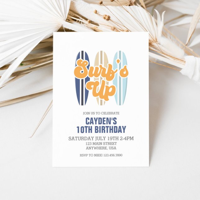 Invitation Carton d'invitation d'anniversaire de plage de pla (Créateur téléchargé)
