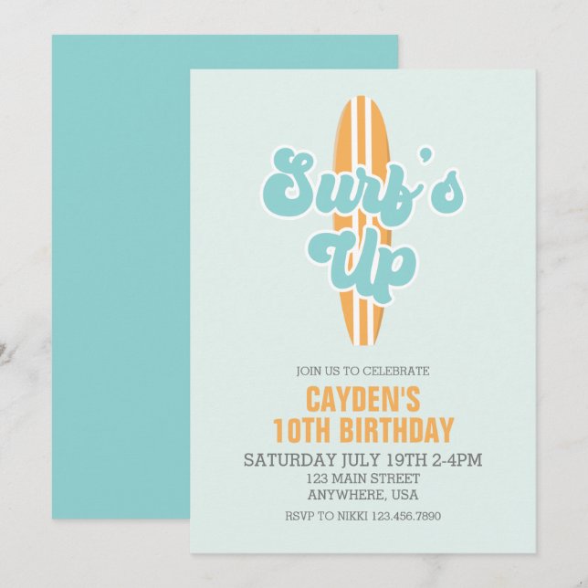Invitation Carton d'invitation d'anniversaire de plage de pla (Devant / Derrière)
