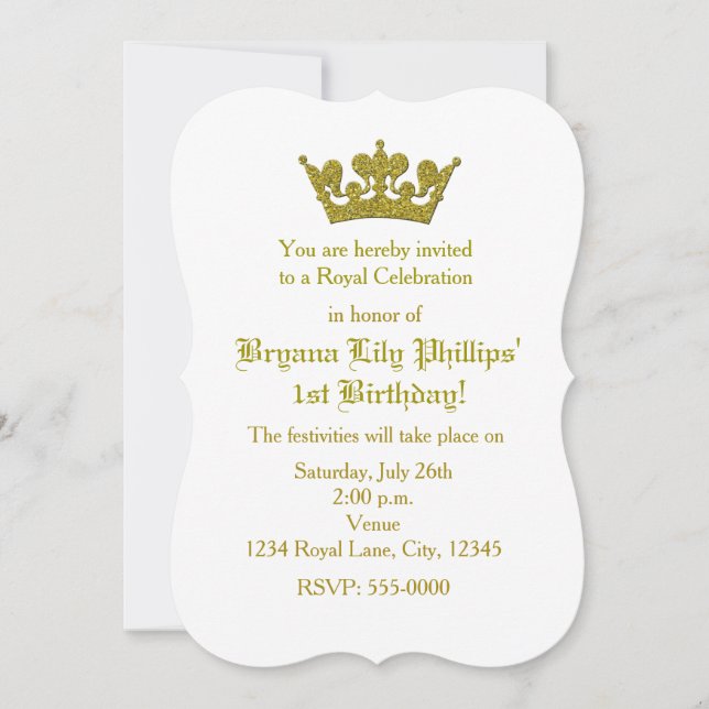 Invitation Carton d'invitation d'anniversaire de princesse à  (Devant)