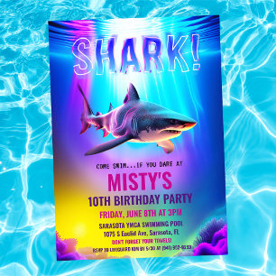 Invitation Carton d'invitation d'anniversaire de requin de né