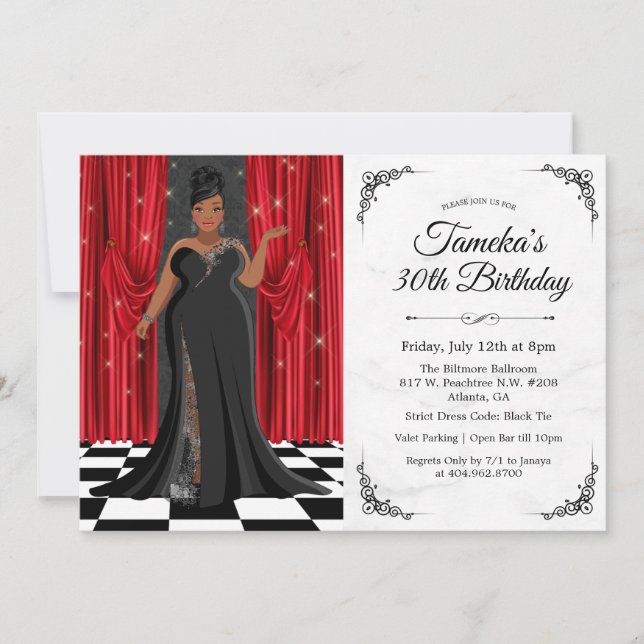 Invitation Carton d'invitation d'anniversaire de robe élégant (Devant)