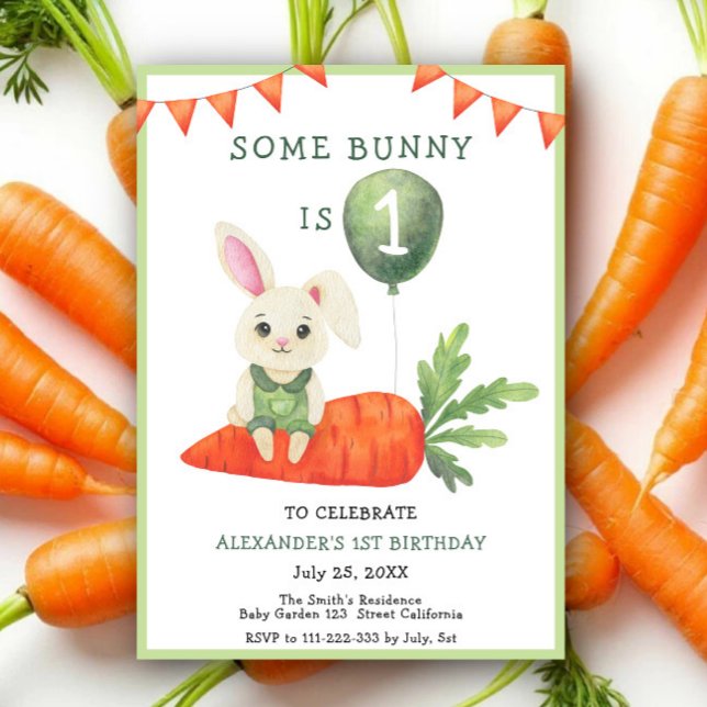 Invitation Carton d'invitation d'anniversaire de Some Bunny i (Créateur téléchargé)