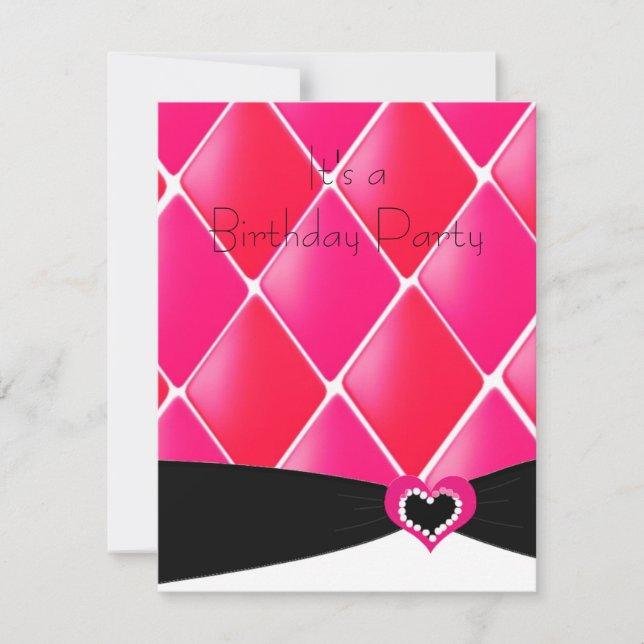 Invitation Carton d'invitation d'anniversaire diamants matela (Devant)