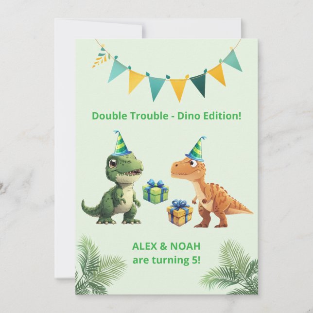 Invitation Carton d'invitation d'anniversaire Dinosaure pour  (Devant)
