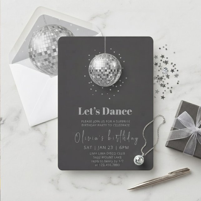 Invitation Carton d'invitation d'anniversaire Disco Ball Let' (Créateur téléchargé)